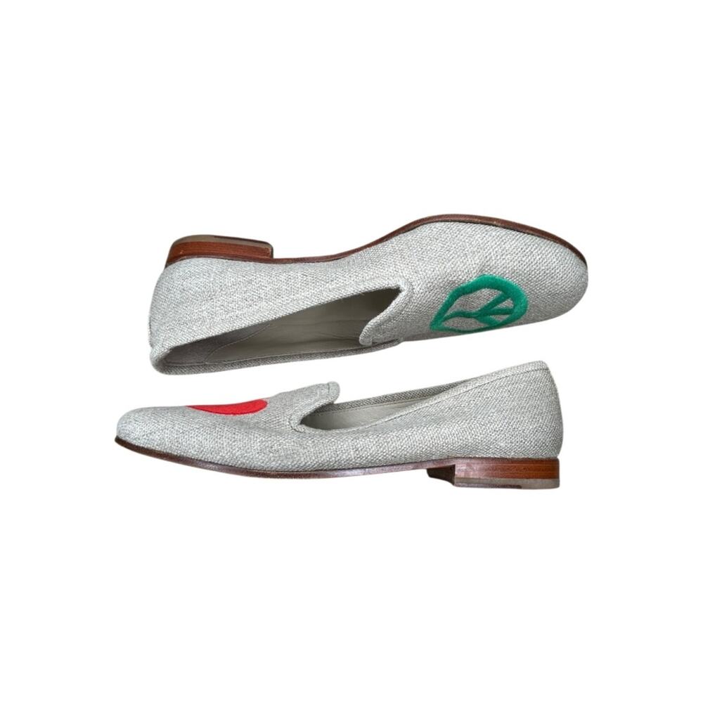 Stubbs & Wootton Slip On Loafer Flat Love Peace Size 8 Heart Peace Sign - Picture 6 of 11